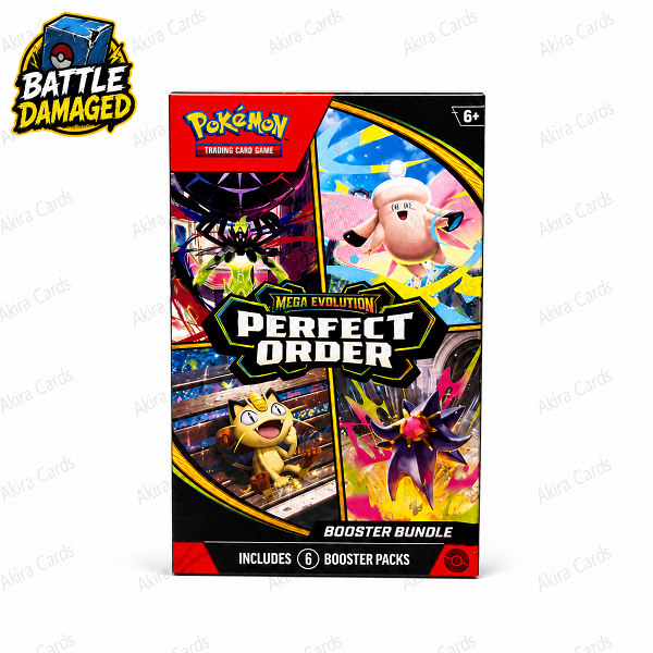 Pokémon TCG Mega Evolution: Perfect Order – Booster Bundle (6 Sobres) - Inglés <a style="color: red;">(Battle Damaged)</a>